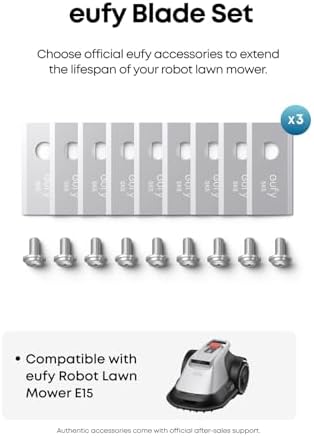 Eufy Robot Lawn Mower E15, Wire-Free, 800m² Coverage, Auto Mapping, Obstacle Avoidance, Edge Trimming, Blade Set